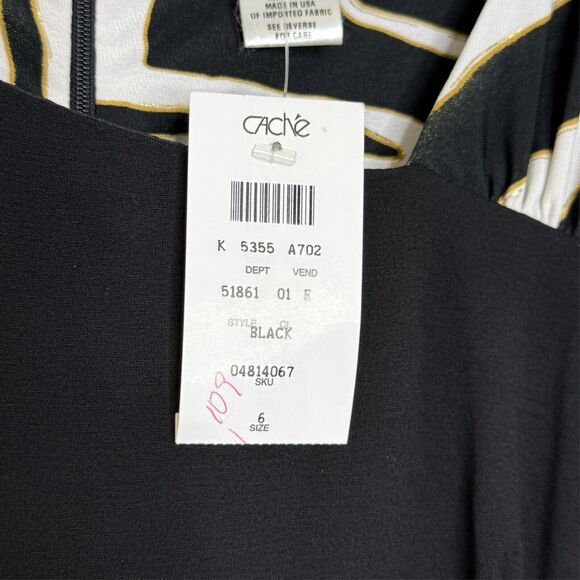 Cache 6 Black White Zebra Print Bodycon Dress Elegant Cocktail Party Chic NEW - Picture 4 of 7